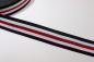 Preview: Glam Stripes - elastisch 2,5 cm - schwarz/weiß/rot Lurex